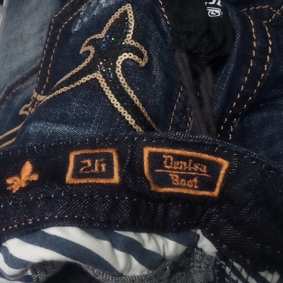 Rock Revival Women's 26 Bootcut Embellished Shimmer Dark Fade NWT - Picture 6 of 8